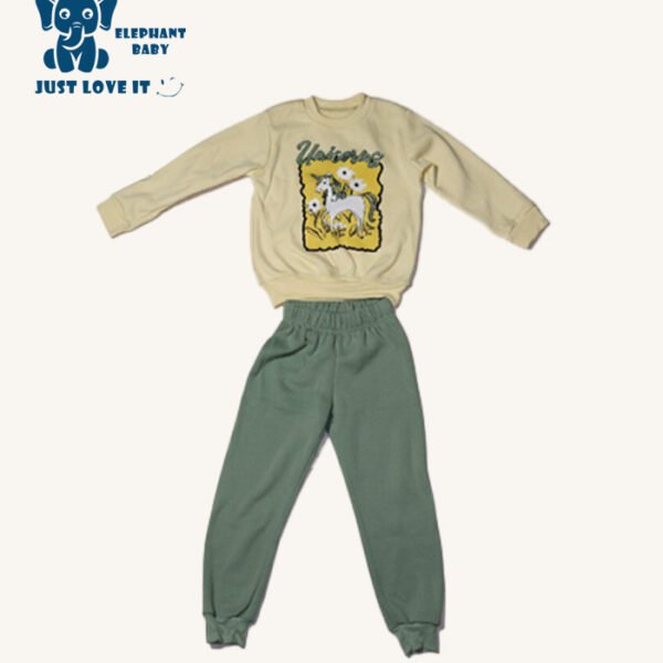 Yellow & Green Sweatshirt Set